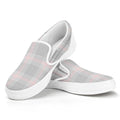 Grey Prince of Wales Check Print White Slip On Sneakers