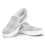 Grey Prince of Wales Check Print White Slip On Shoes