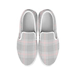 Grey Prince of Wales Check Print White Slip On Shoes