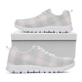 Grey Prince of Wales Check Print White Running Shoes