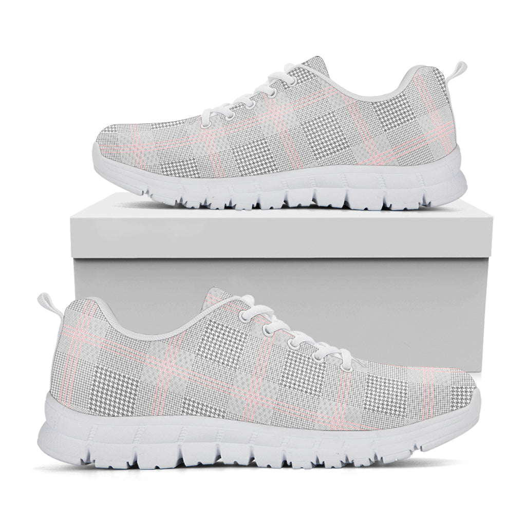 Grey Prince of Wales Check Print White Sneakers