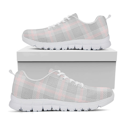 Grey Prince of Wales Check Print White Sneakers