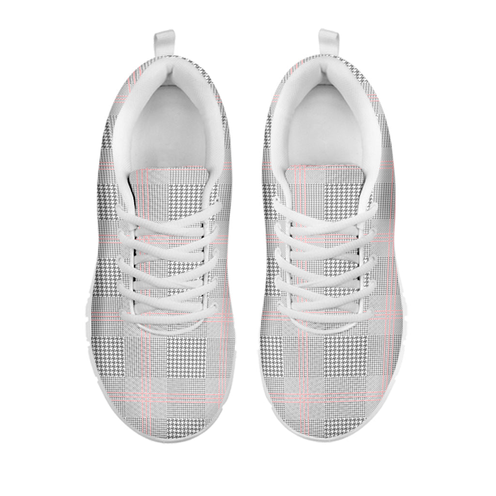 Grey Prince of Wales Check Print White Sneakers