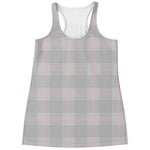 Grey Prince of Wales Check Print Women's Racerback Tank Top