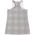 Grey Prince of Wales Check Print Women's Racerback Tank Top