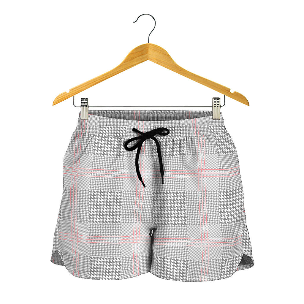 Grey Prince of Wales Check Print Women's Shorts