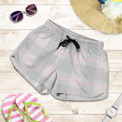 Grey Prince of Wales Check Print Women's Shorts