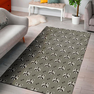 Grey Raccoon Pattern Print Area Rug