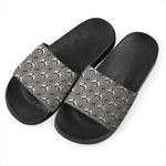 Grey Raccoon Pattern Print Black Slide Sandals