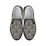 Grey Raccoon Pattern Print Black Slip On Shoes