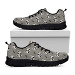 Grey Raccoon Pattern Print Black Sneakers