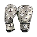 Grey Raccoon Pattern Print Boxing Gloves