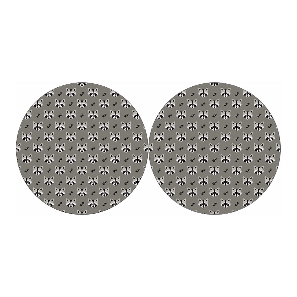 Grey Raccoon Pattern Print Car Coasters