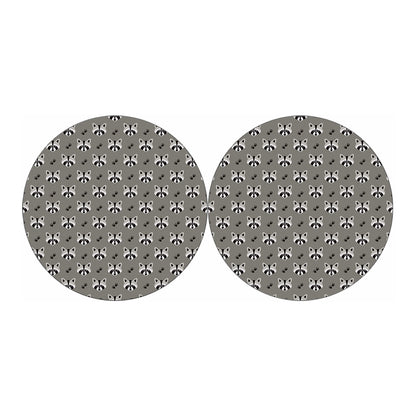 Grey Raccoon Pattern Print Car Coasters