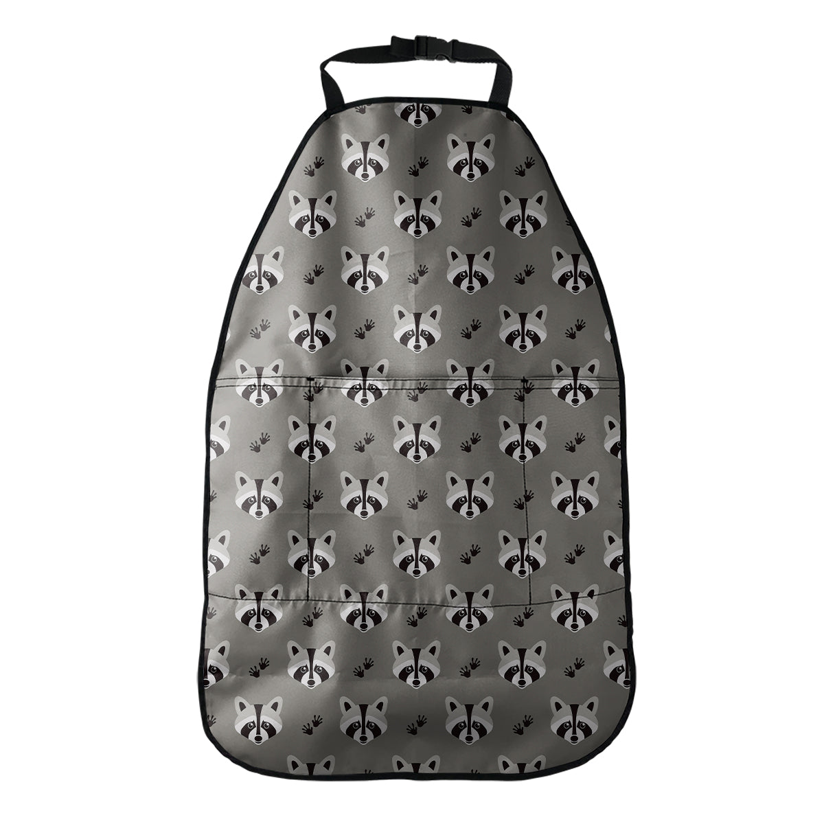 Grey Raccoon Pattern Print Car Seat Organizers