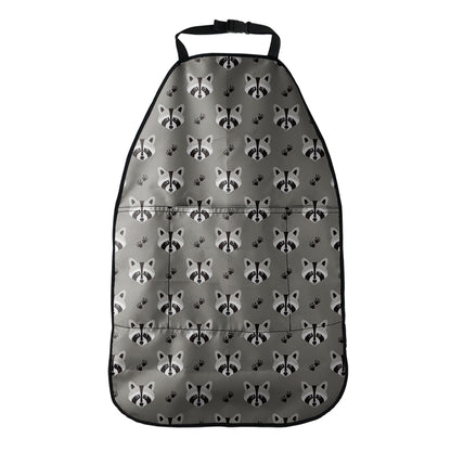 Grey Raccoon Pattern Print Car Seat Organizers