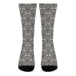 Grey Raccoon Pattern Print Crew Socks