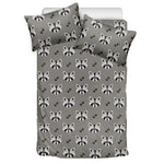 Grey Raccoon Pattern Print Duvet Cover Bedding Set