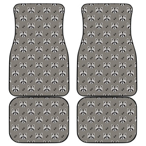 Grey Raccoon Pattern Print Front and Back Car Floor Mats
