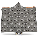 Grey Raccoon Pattern Print Hooded Blanket
