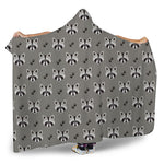 Grey Raccoon Pattern Print Hooded Blanket