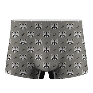 Grey Raccoon Pattern Print Men's Boxer Briefs