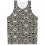 Grey Raccoon Pattern Print Men's Tank Top