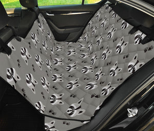 Grey Raccoon Pattern Print Pet Car Back Seat Cover