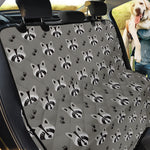 Grey Raccoon Pattern Print Pet Car Back Seat Cover