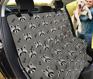 Grey Raccoon Pattern Print Pet Car Back Seat Cover