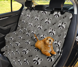 Grey Raccoon Pattern Print Pet Car Back Seat Cover