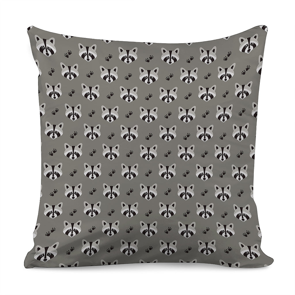 Grey Raccoon Pattern Print Pillow Cover