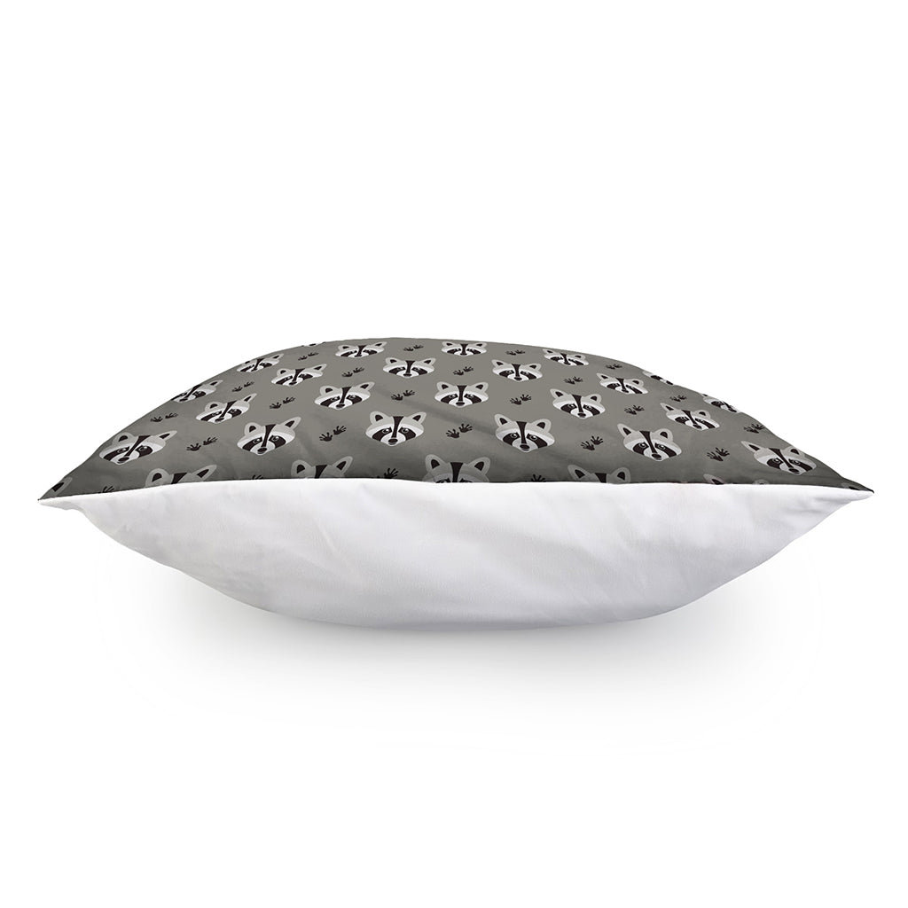 Grey Raccoon Pattern Print Pillow Cover