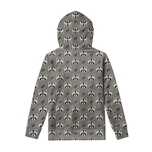Grey Raccoon Pattern Print Pullover Hoodie