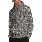 Grey Raccoon Pattern Print Pullover Hoodie