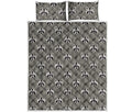 Grey Raccoon Pattern Print Quilt Bed Set