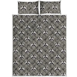 Grey Raccoon Pattern Print Quilt Bed Set