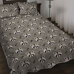 Grey Raccoon Pattern Print Quilt Bed Set