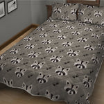 Grey Raccoon Pattern Print Quilt Bed Set