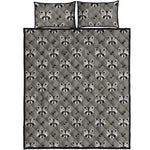 Grey Raccoon Pattern Print Quilt Bed Set