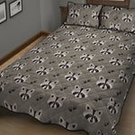 Grey Raccoon Pattern Print Quilt Bed Set