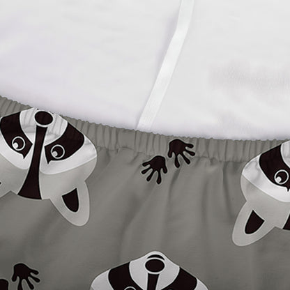 Grey Raccoon Pattern Print Sofa Cover