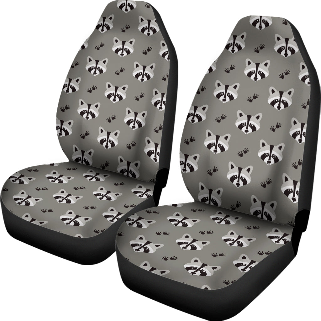 Grey Raccoon Pattern Print Universal Fit Car Seat Covers