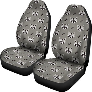 Grey Raccoon Pattern Print Universal Fit Car Seat Covers