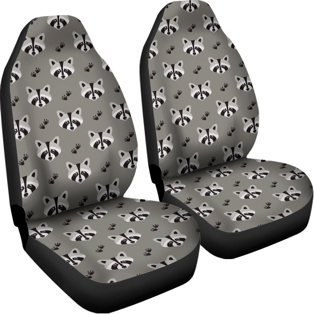 Grey Raccoon Pattern Print Universal Fit Car Seat Covers