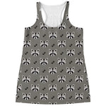Grey Raccoon Pattern Print Women's Racerback Tank Top