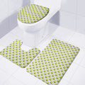Grey Striped Alien Pattern Print 3 Piece Bath Mat Set