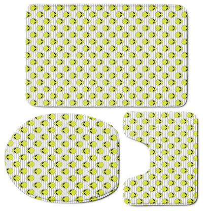 Grey Striped Alien Pattern Print 3 Piece Bath Mat Set