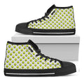 Grey Striped Alien Pattern Print Black High Top Sneakers