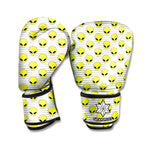 Grey Striped Alien Pattern Print Boxing Gloves